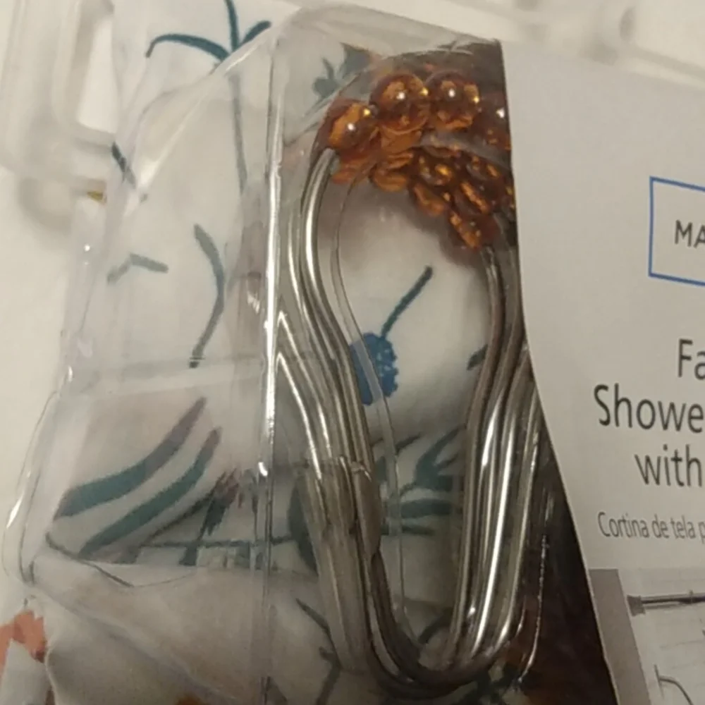 C) Mainstays 13 piece lightweight fabric flower shower curtain with hooks